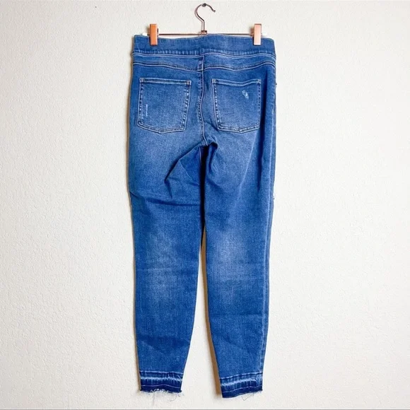 Spanx Distressed Ankle Elastic Stretch Waist Skinny Blue Jeans Jeggings Small - Picture 5 of 7